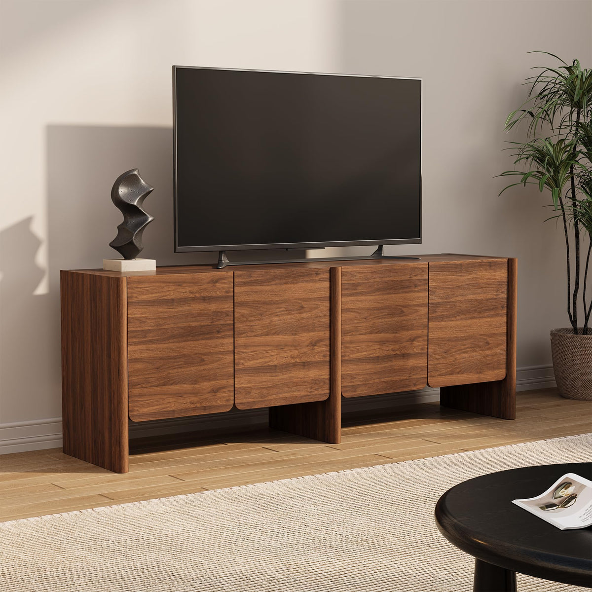 ZOSQUARE 65" TV Stand, Media Console Cabinet with Doors for TVs Up to 75"