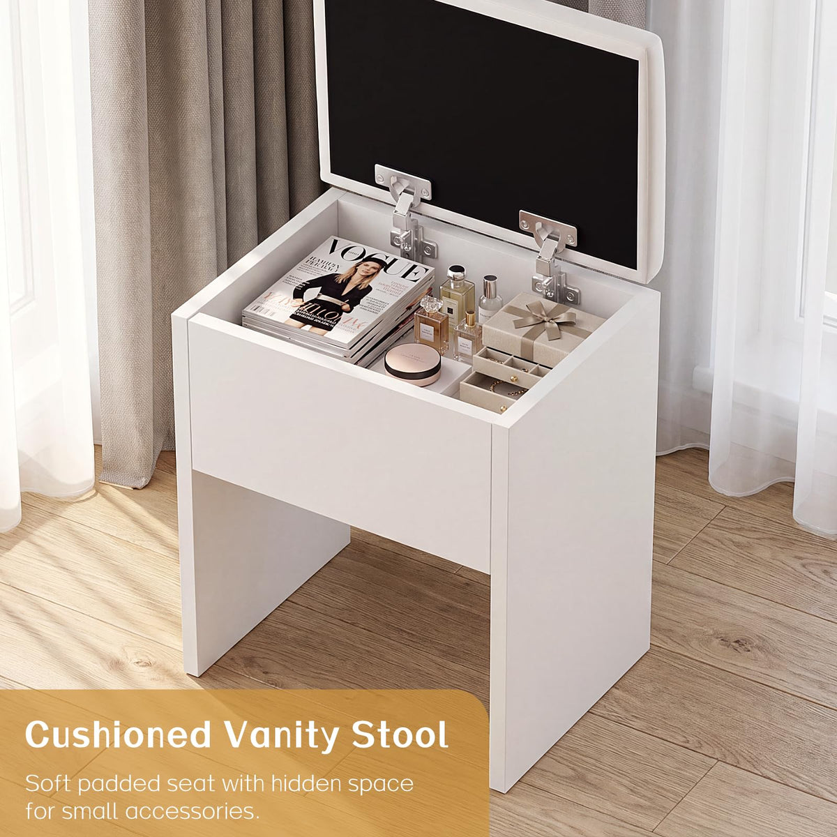 White Lighted Makeup Vanity Set