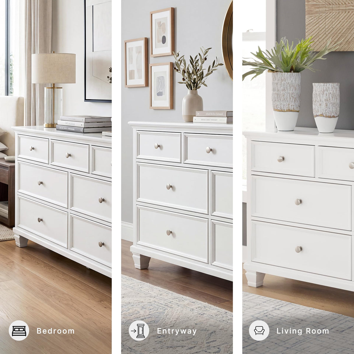 Signature Design by Ashley Fortman White 7-Drawer Wide Dresser for Bedroom