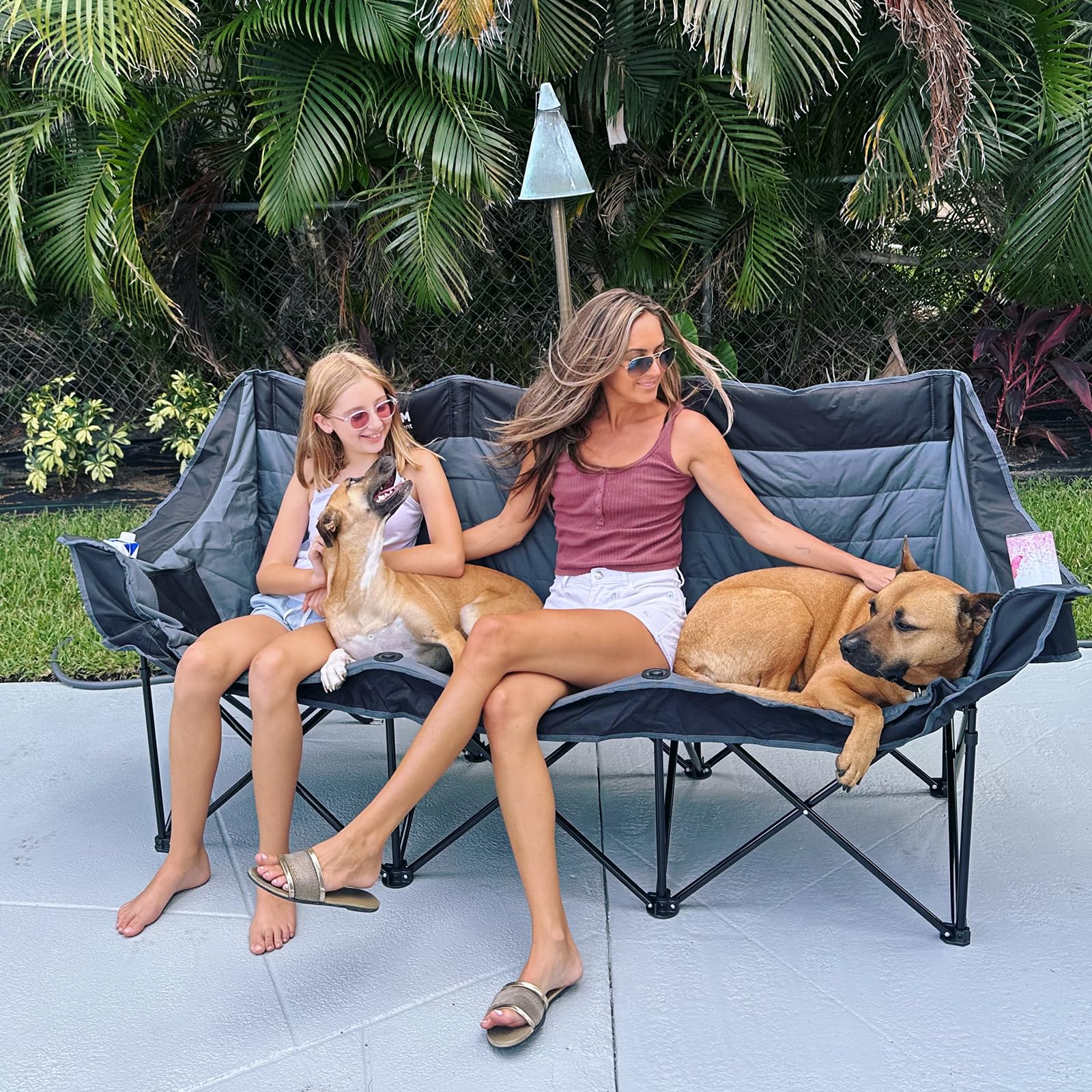 3-Person Folding Camping Loveseat Chair