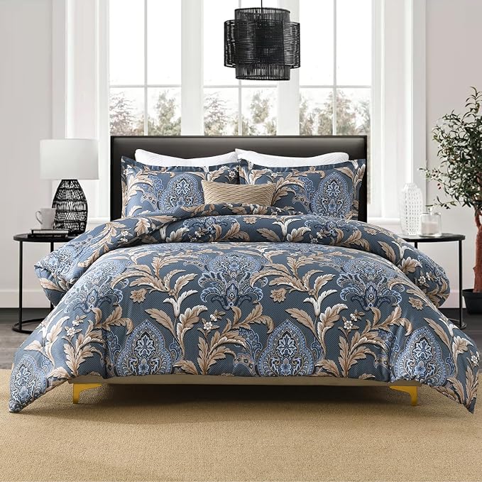 Navy Floral Cotton Comforter Set