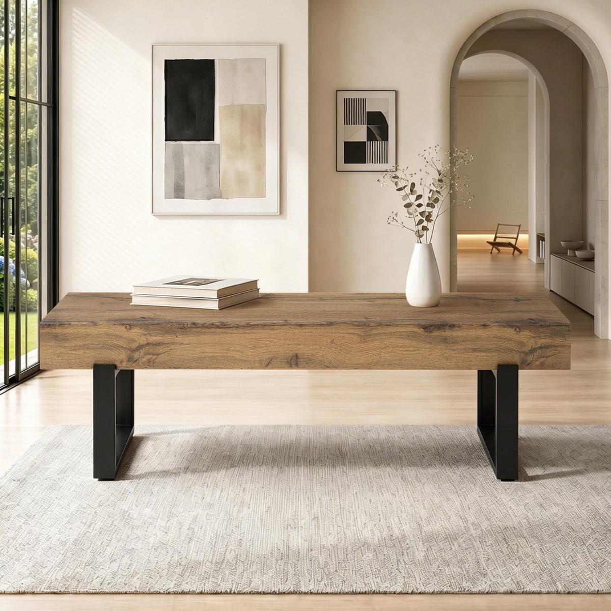 Industrial MDF Bench with Metal Legs