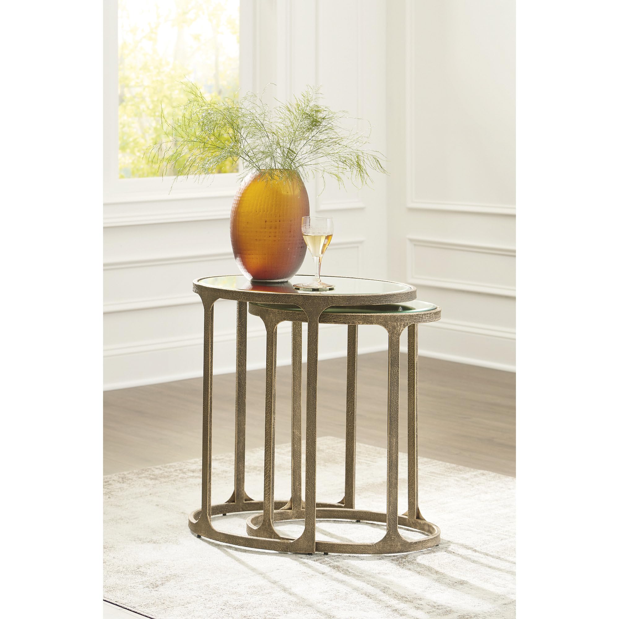 Mirrored Nesting Accent Table Set, Set of 2