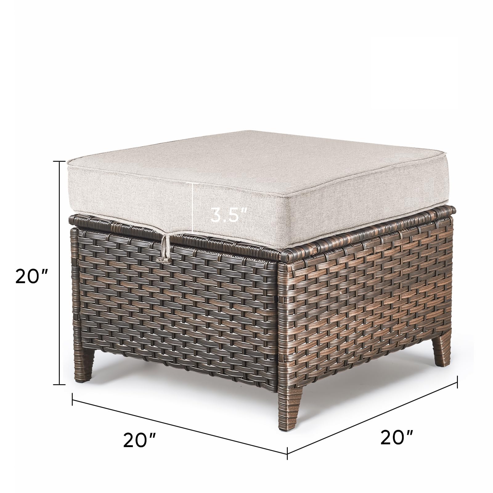 Outdoor Wicker Ottoman Set, 2-Piece