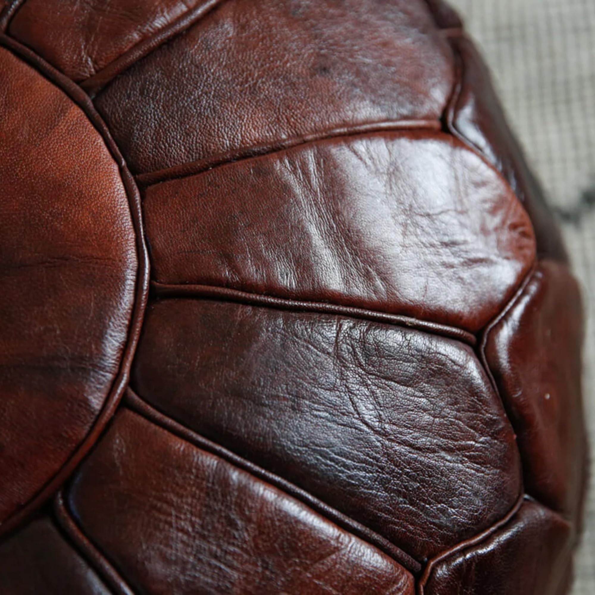 Moroccan Leather Pouf Ottoman