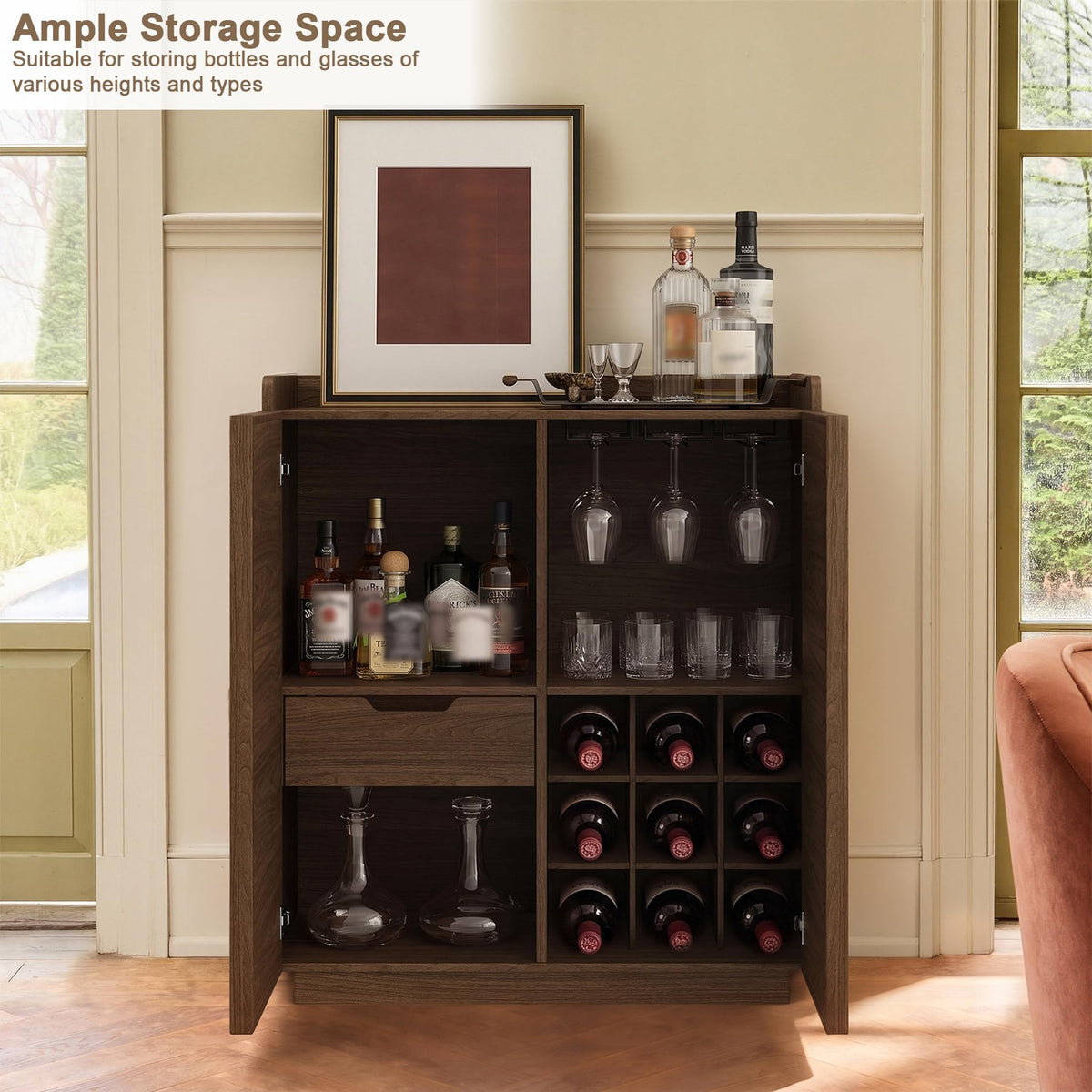Coffee Bar Cabinet with Wine Storage