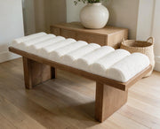 White Sherpa Upholstered Bench