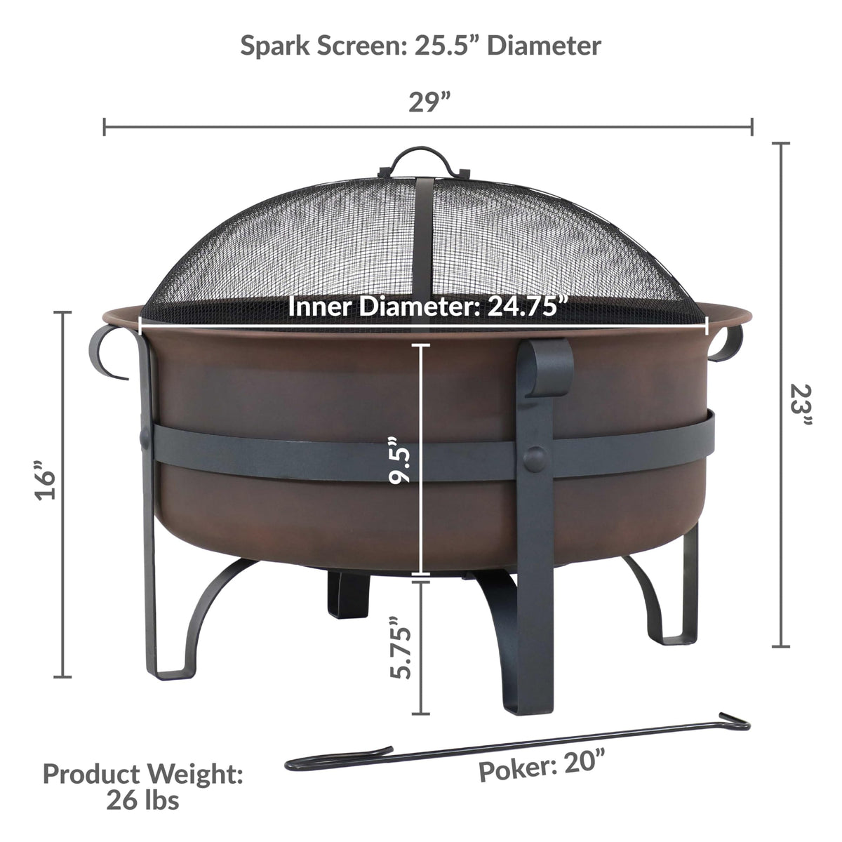 Round Wood-Burning Fire Pit