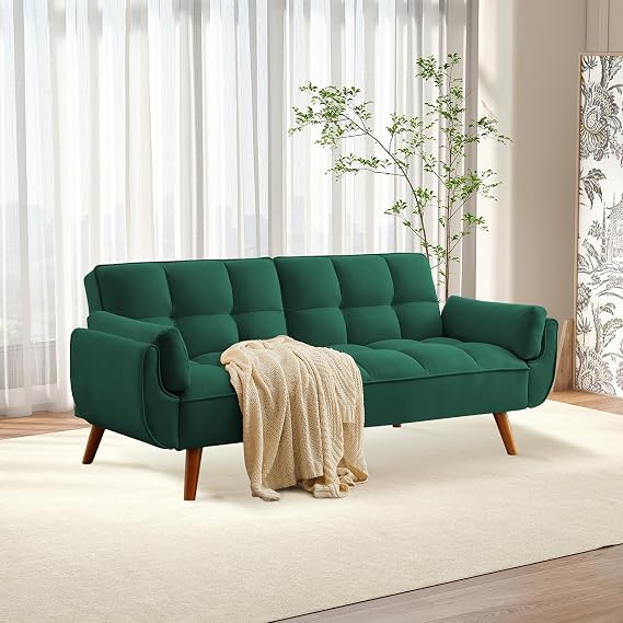 Convertible Futon Sofa Bed with Adjustable Backrest
