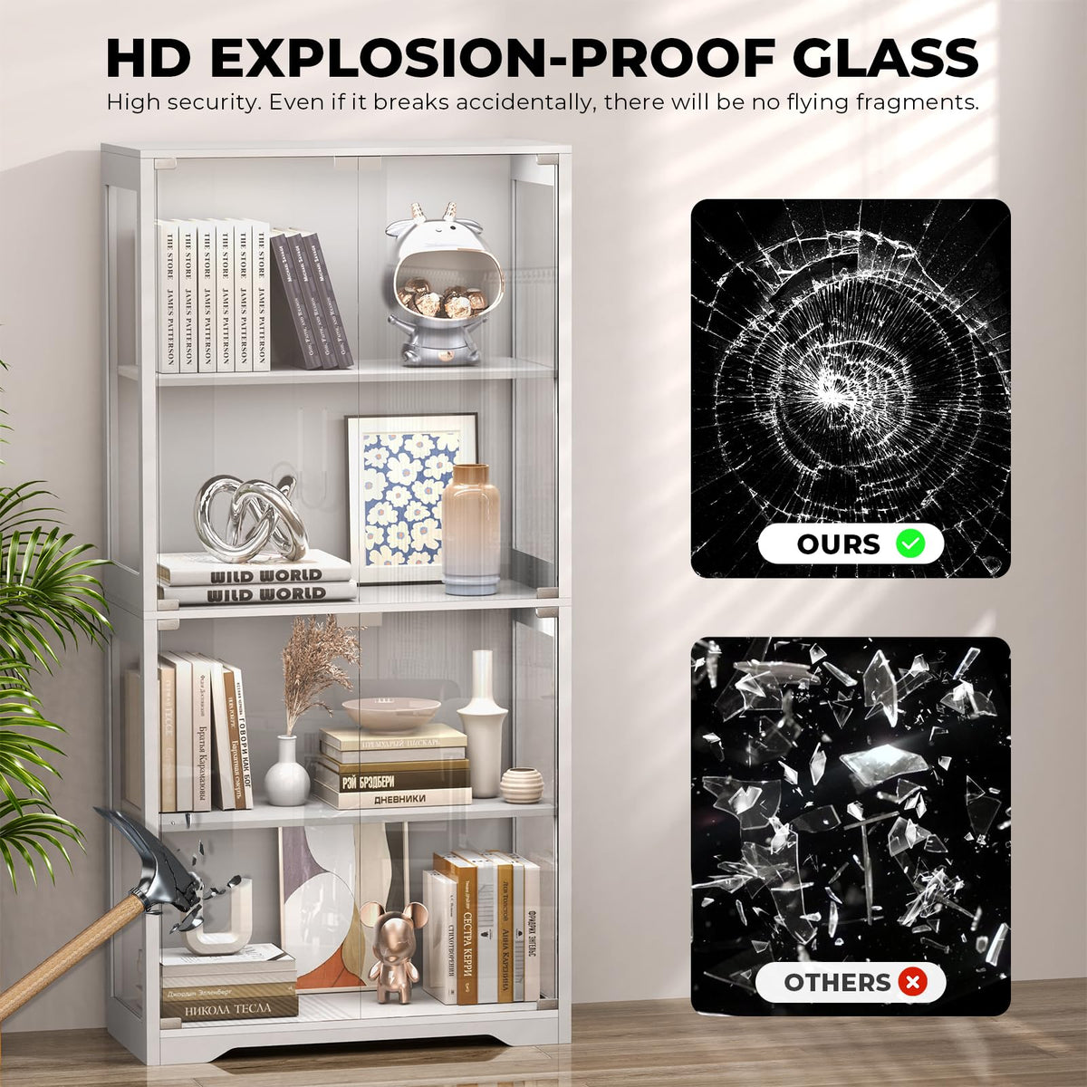 4-Tier LED Glass Display Cabinet