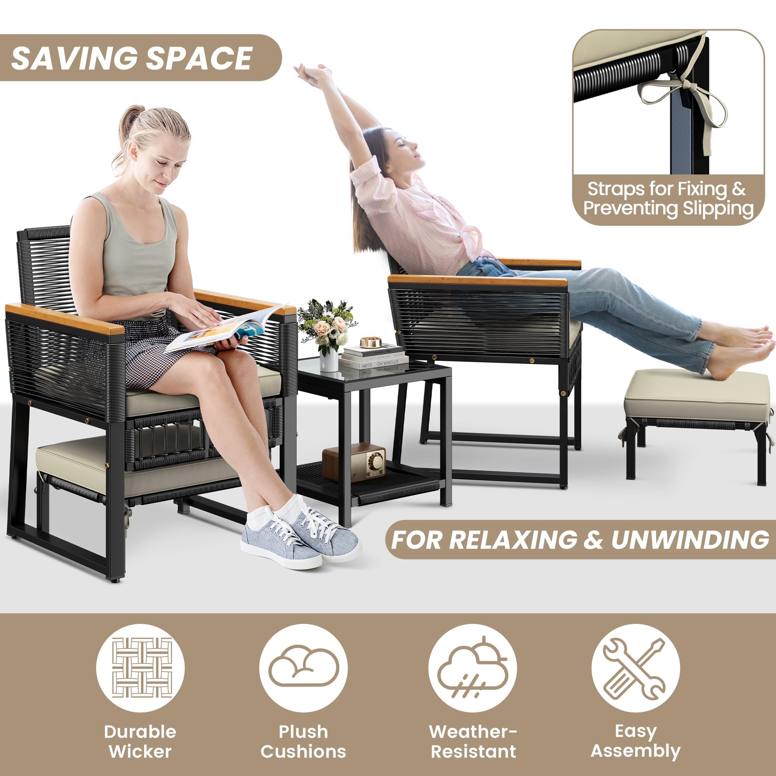 5-Piece Outdoor Wicker Conversation Set