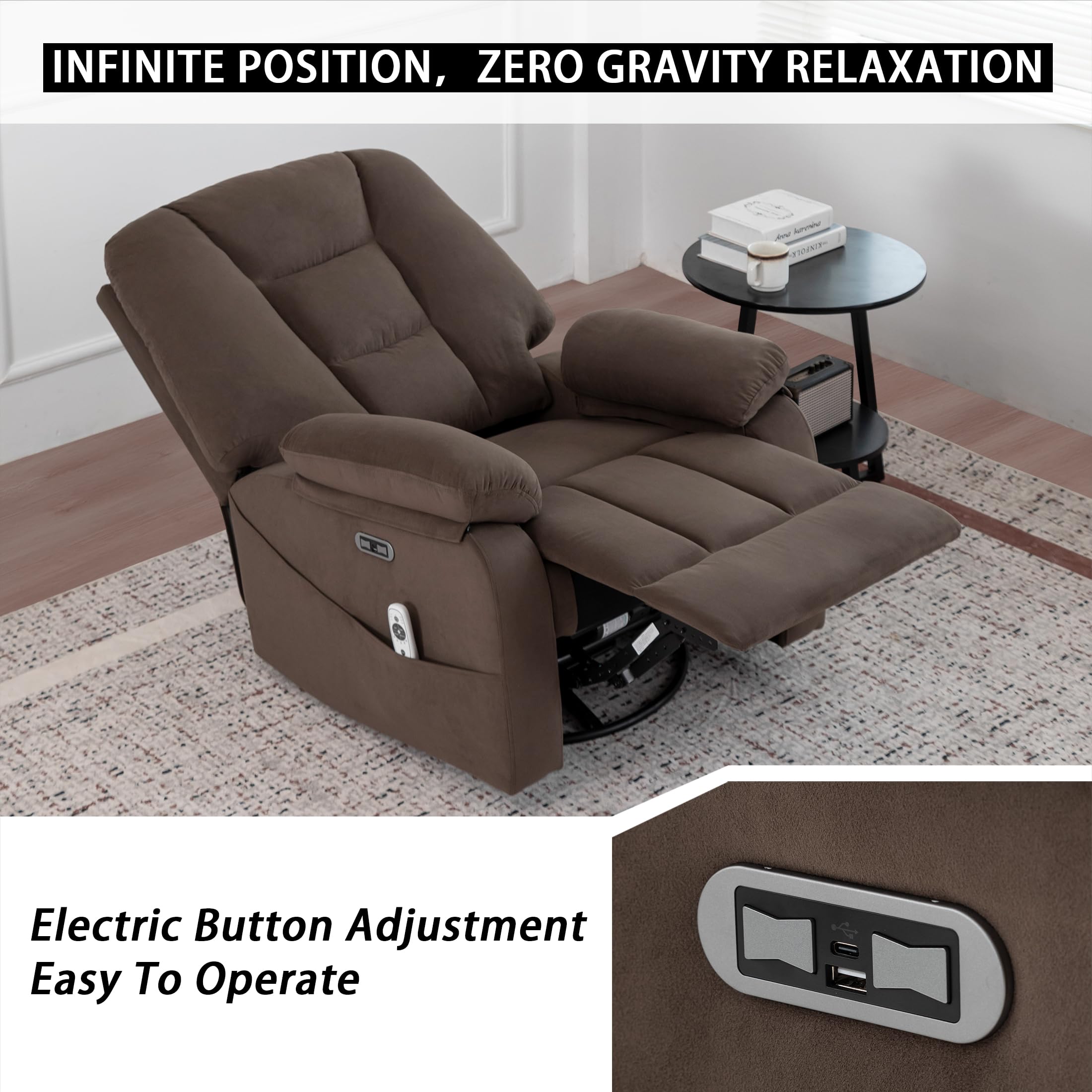Power Swivel Rocker Recliner with Massage & Heat