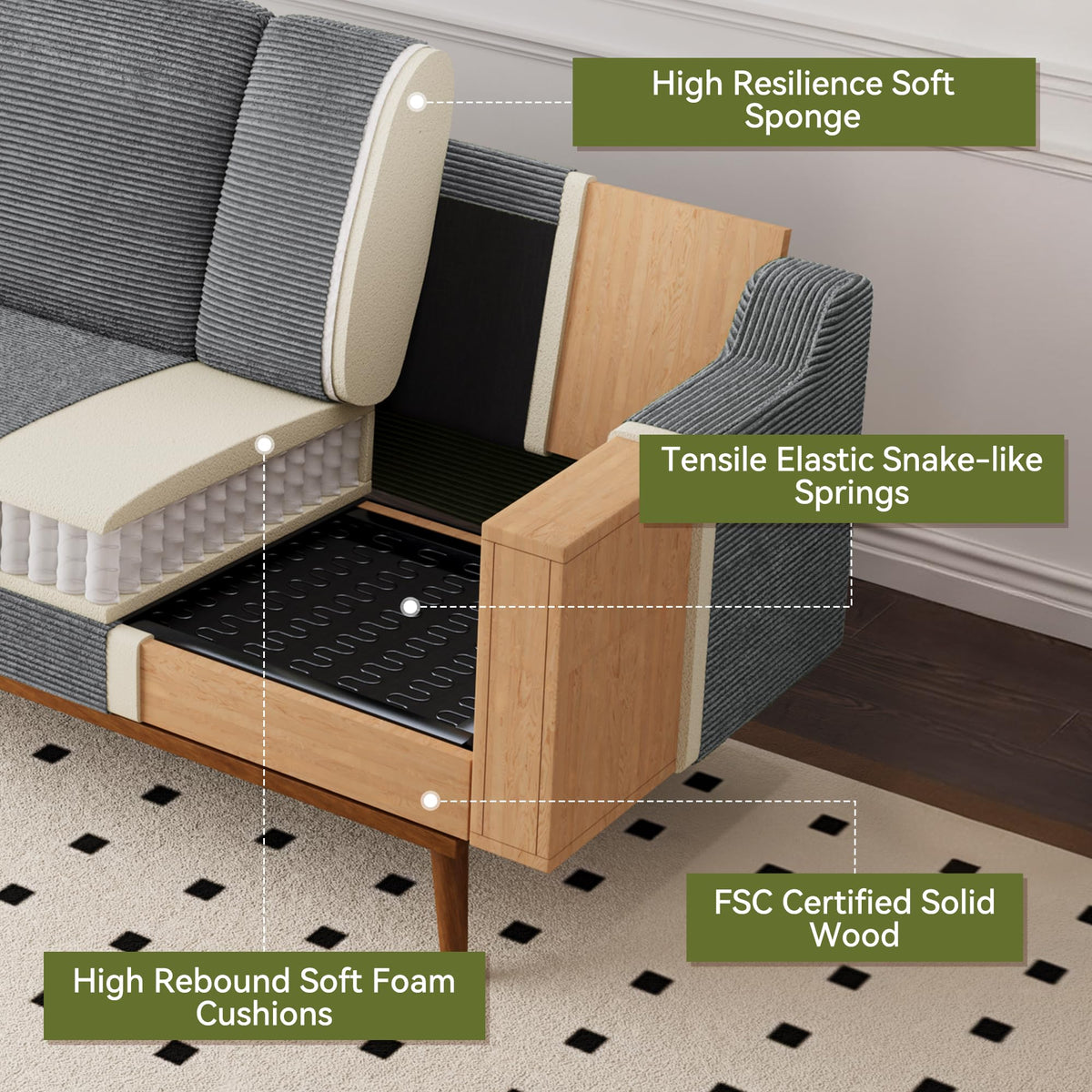 Corduroy Loveseat Sofa