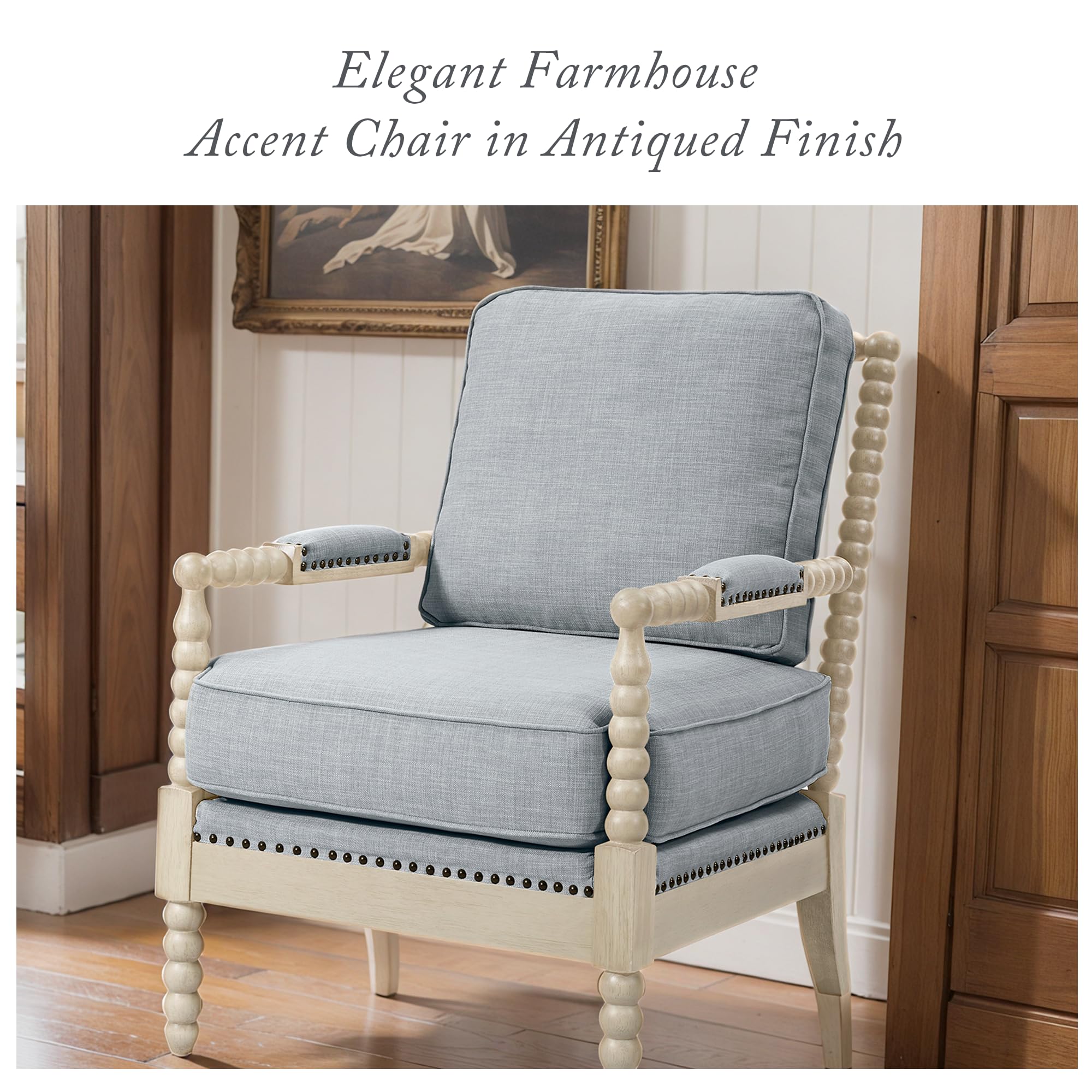 Accent Armchair with Solid Wood Frame