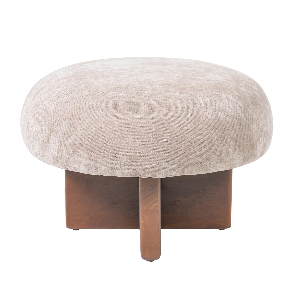 Round Chenille Ottomans, Set of 2