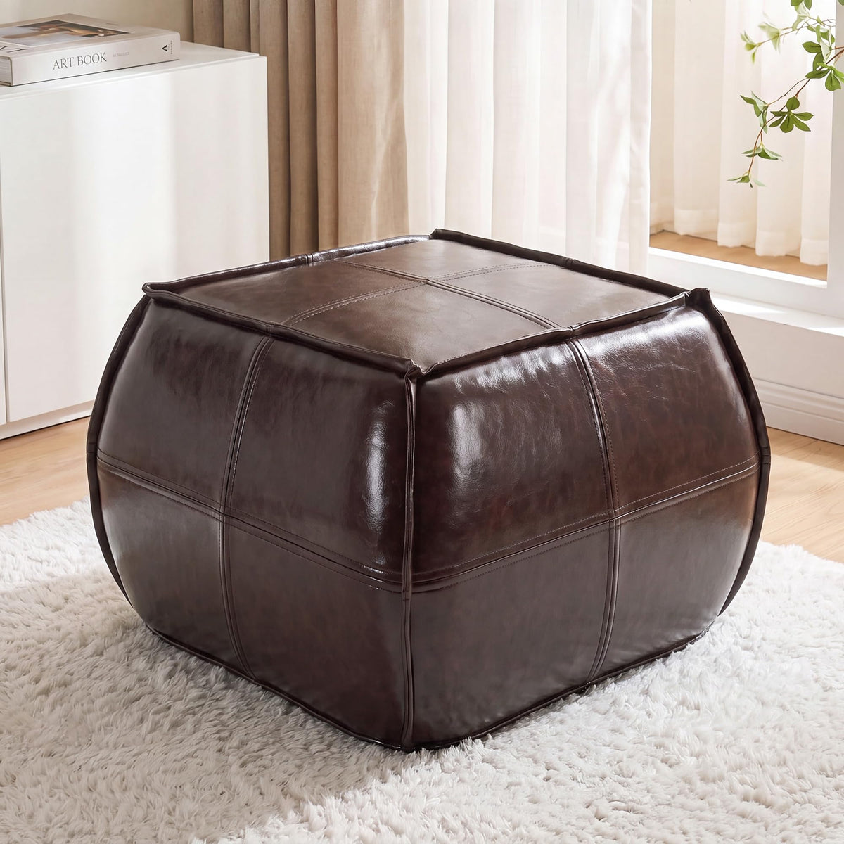 Square PU Leather Pouf Ottoman