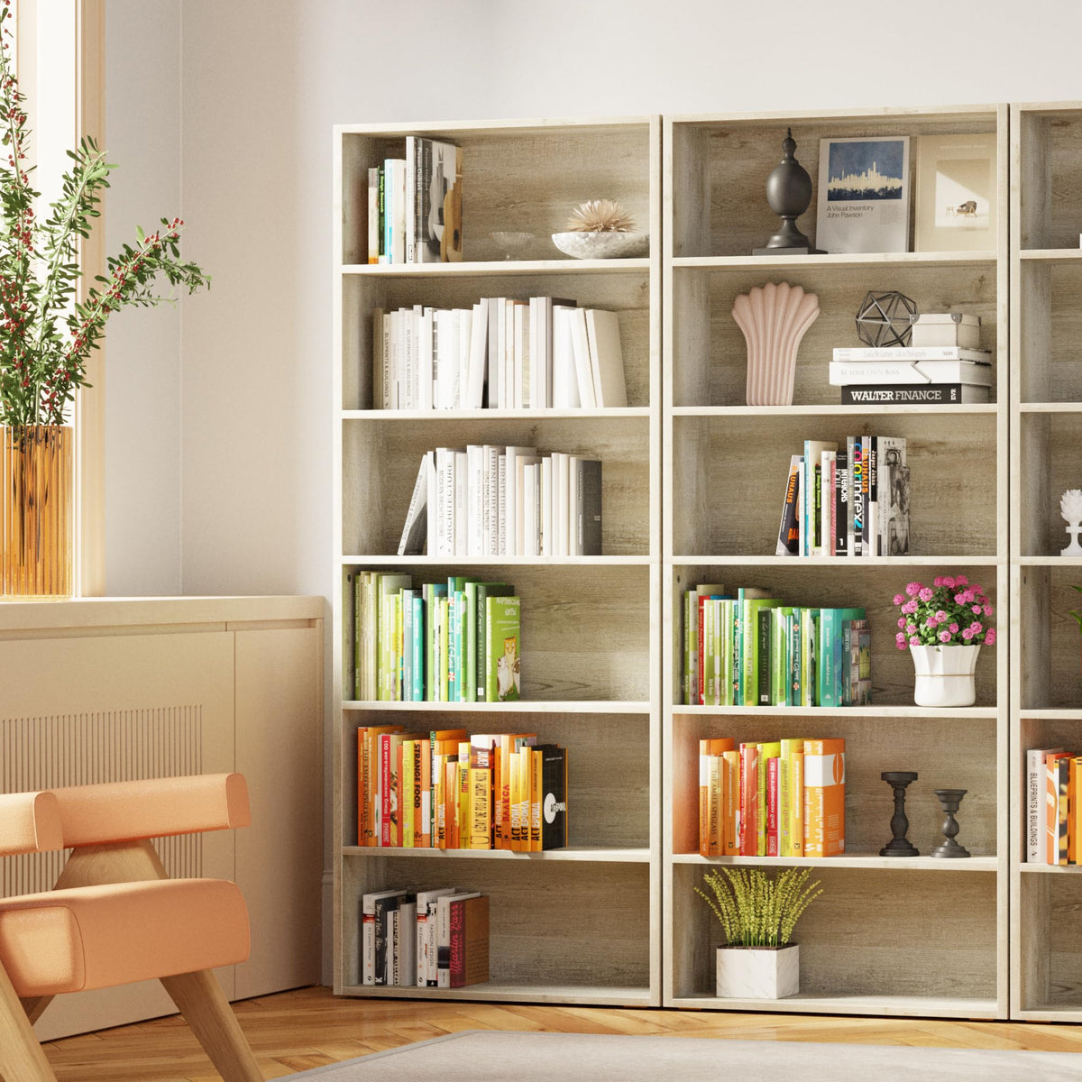 IRONCK Bookshelves and Bookcases Floor Standing 6 Tier Display Storage Shelves 70in Tall Bookcase Home Decor Furniture for Home Office, Living Room, Bed Room