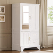 3-Door Wardrobe Armoire with Mirror & Drawers