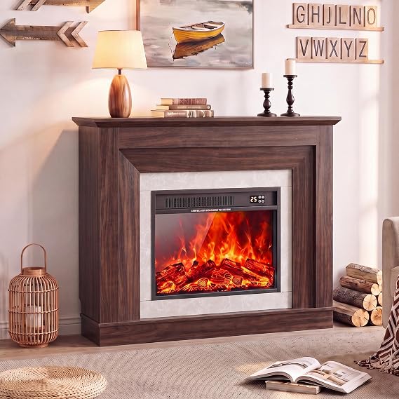 White Electric Fireplace with Mantel