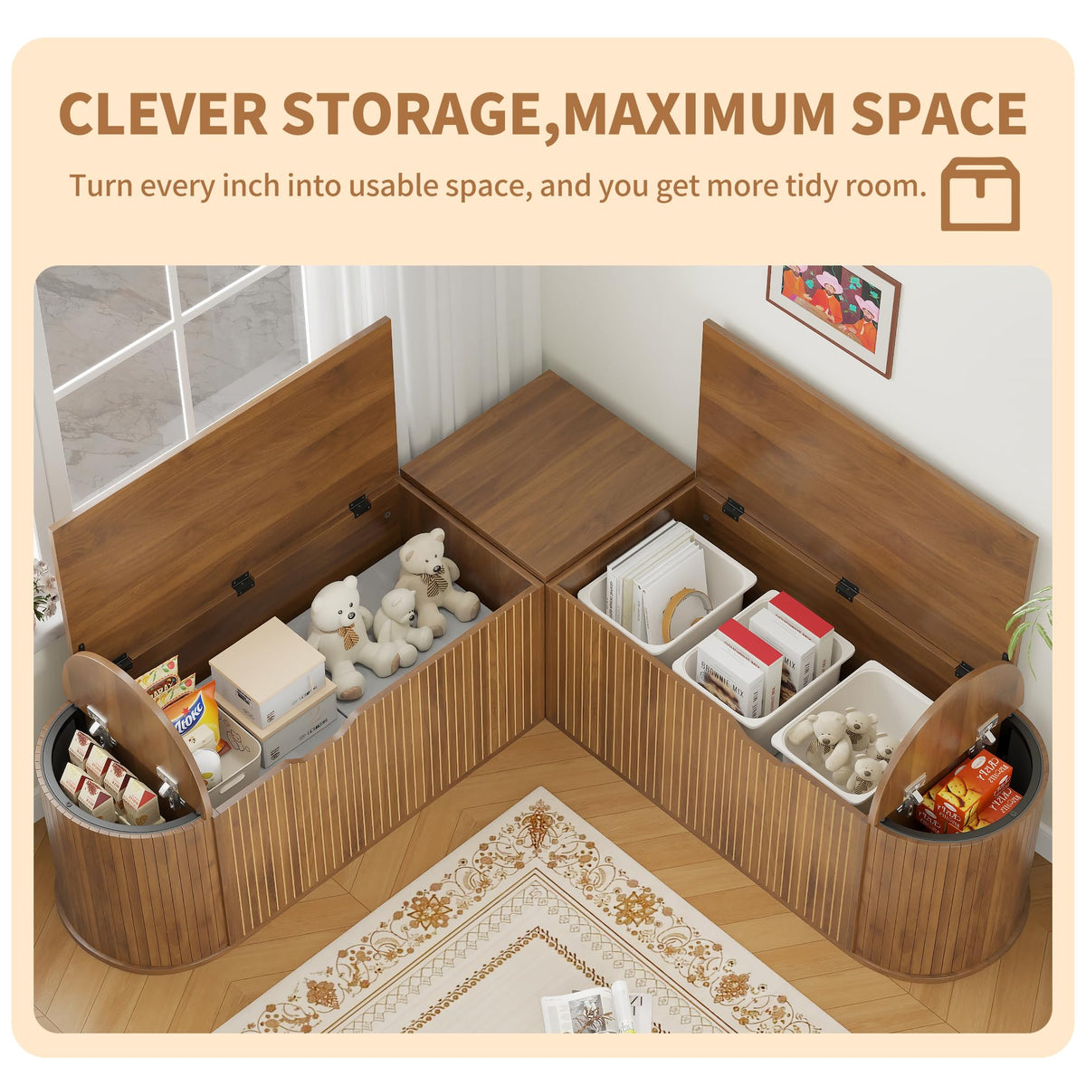 Cushioned Corner Storage Bench