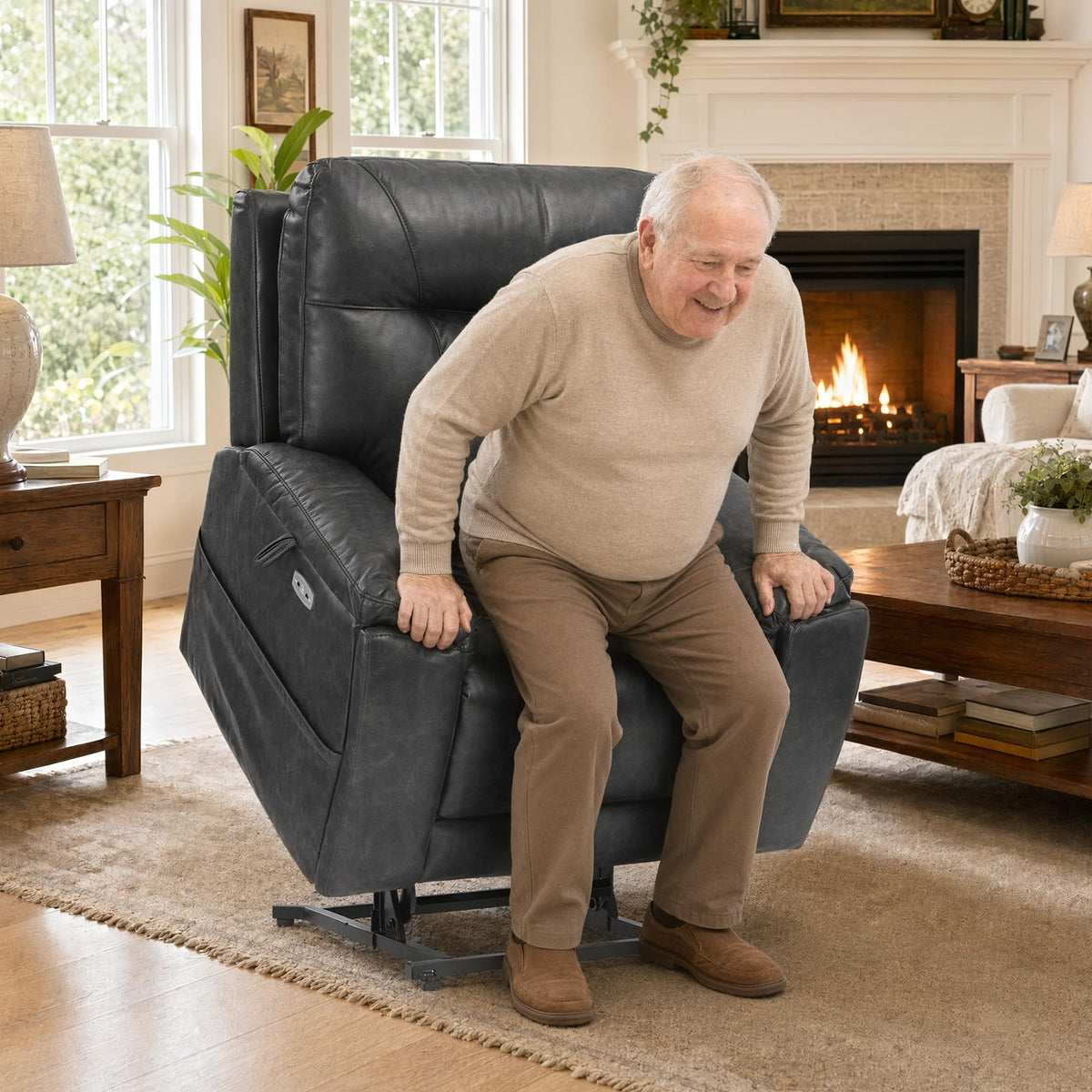 EONIX Large Triple Motor Power Lift Recliner Chair with Heat & Massage