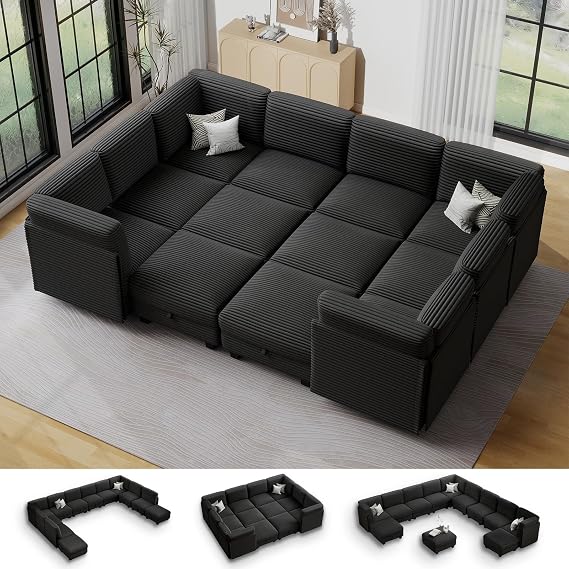 Modular Sectional Sofa with Adjustable Backrest