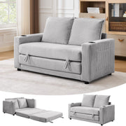 WODNITURE 55.6 in Convertible Sofa Bed, Corduroy Futon Couch, Gray