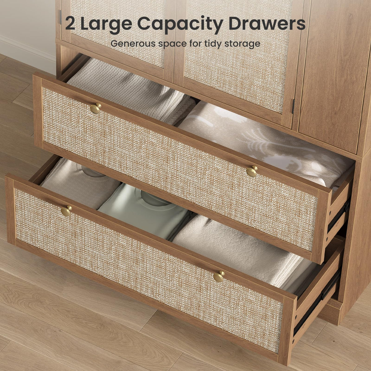 Rattan Wardrobe with Pull-Out Storage