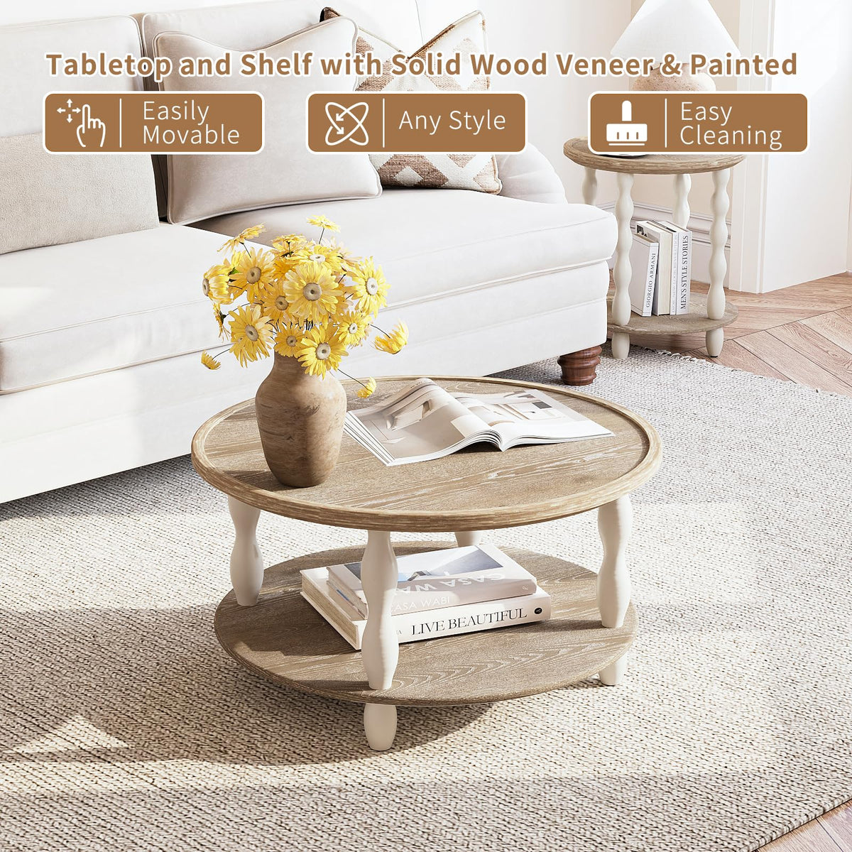 Round Farmhouse Coffee Table