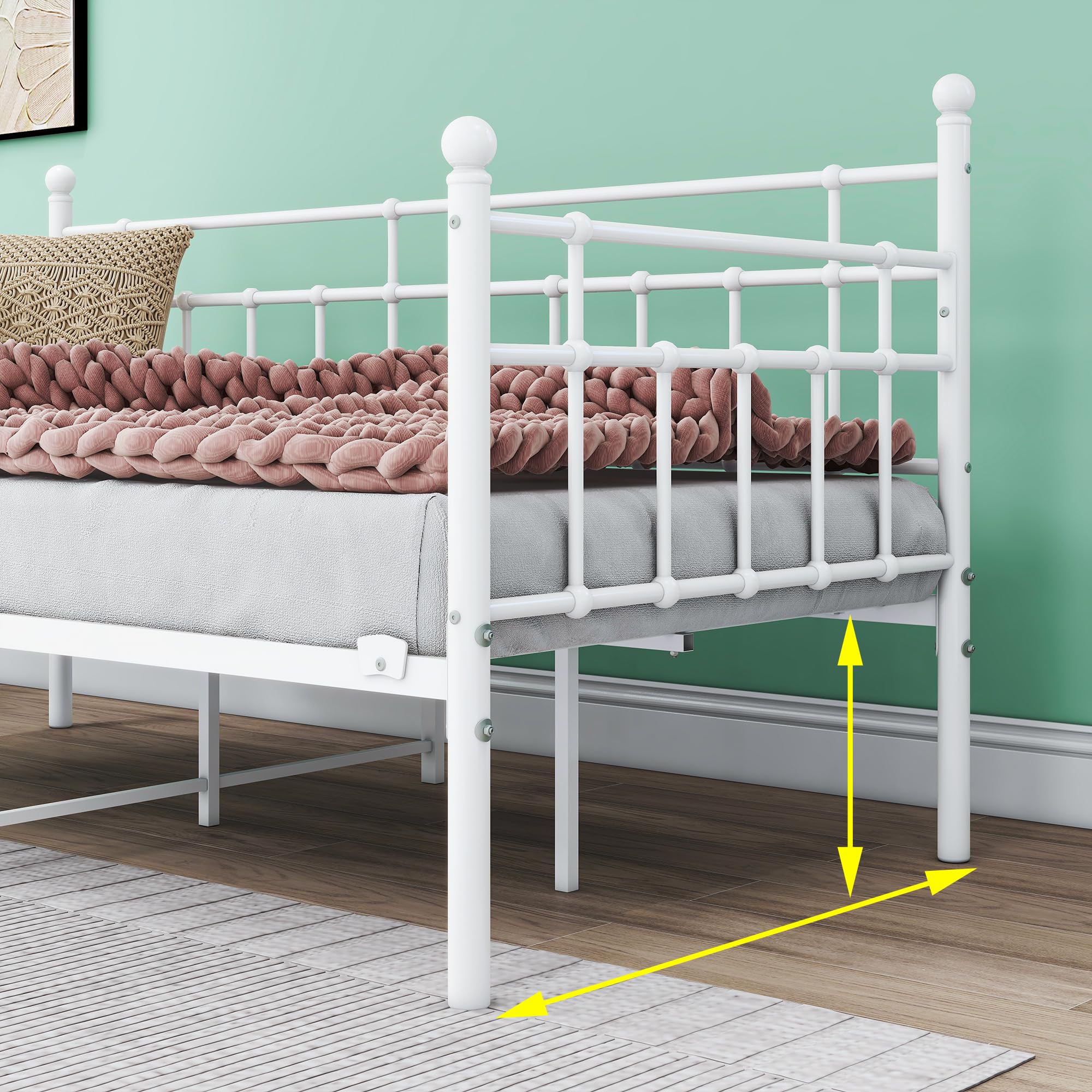 Twin Metal Daybed Frame with Steel Slats