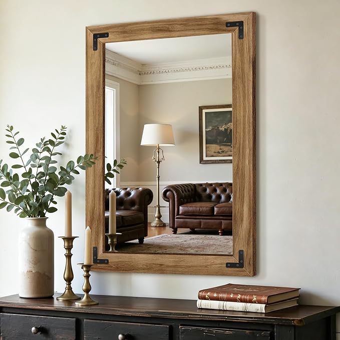 Farmhouse Wood Frame Wall Mirror