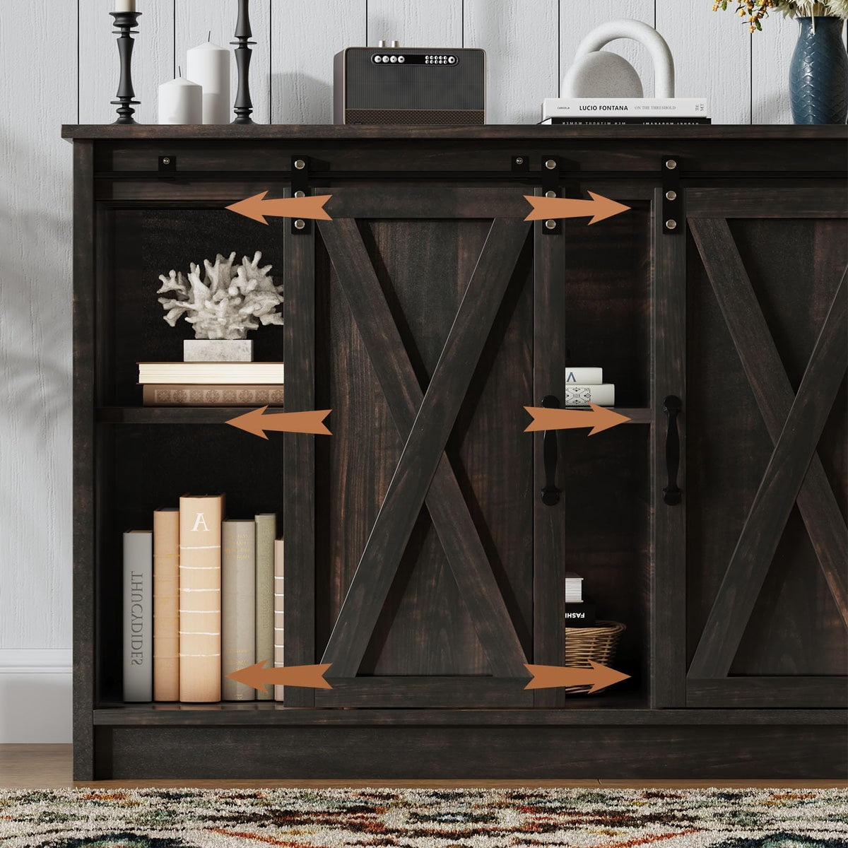 4 EVER WINNER Farmhouse Coffee Bar, 42 Inch Coffee Bar Cabinet, Espresso