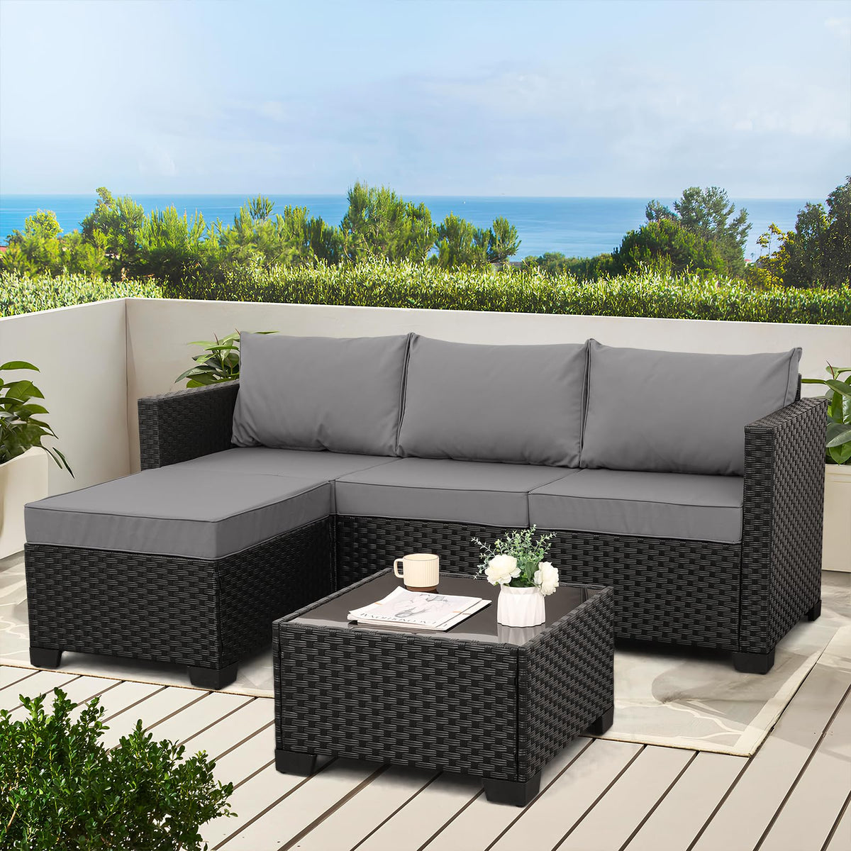 3-Piece Wicker Patio Set
