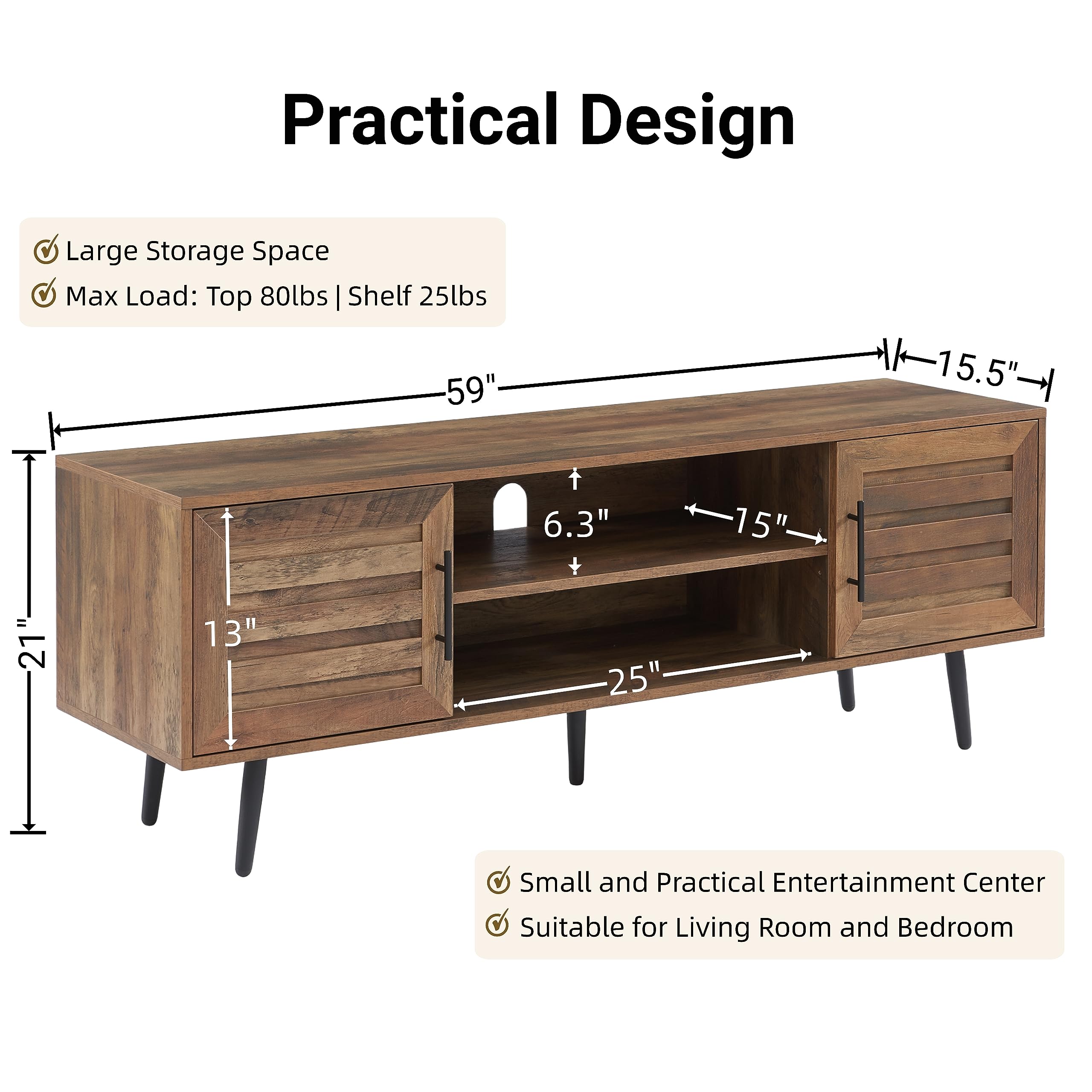 Mid-Century TV Stand for TVs up to 65"