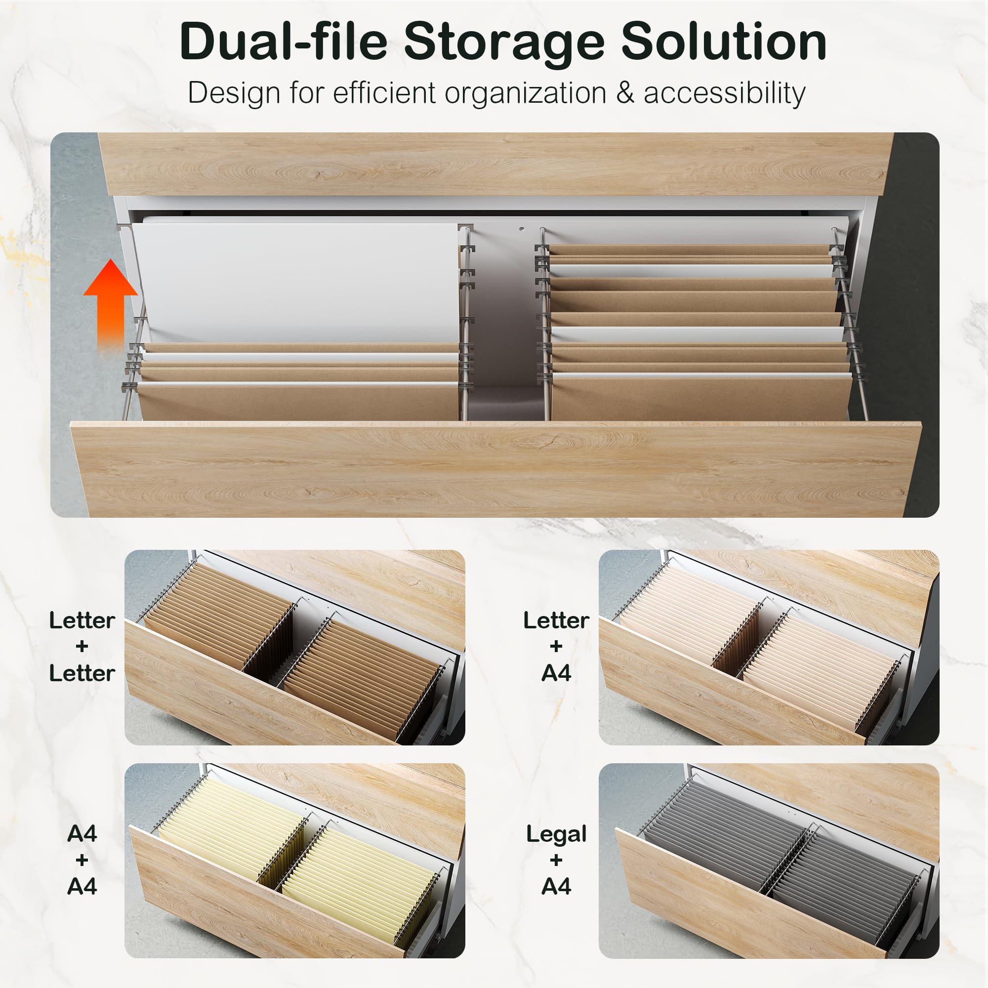 2-Drawer Lateral Wood File Cabinet with Anti-Tilt Mechanism