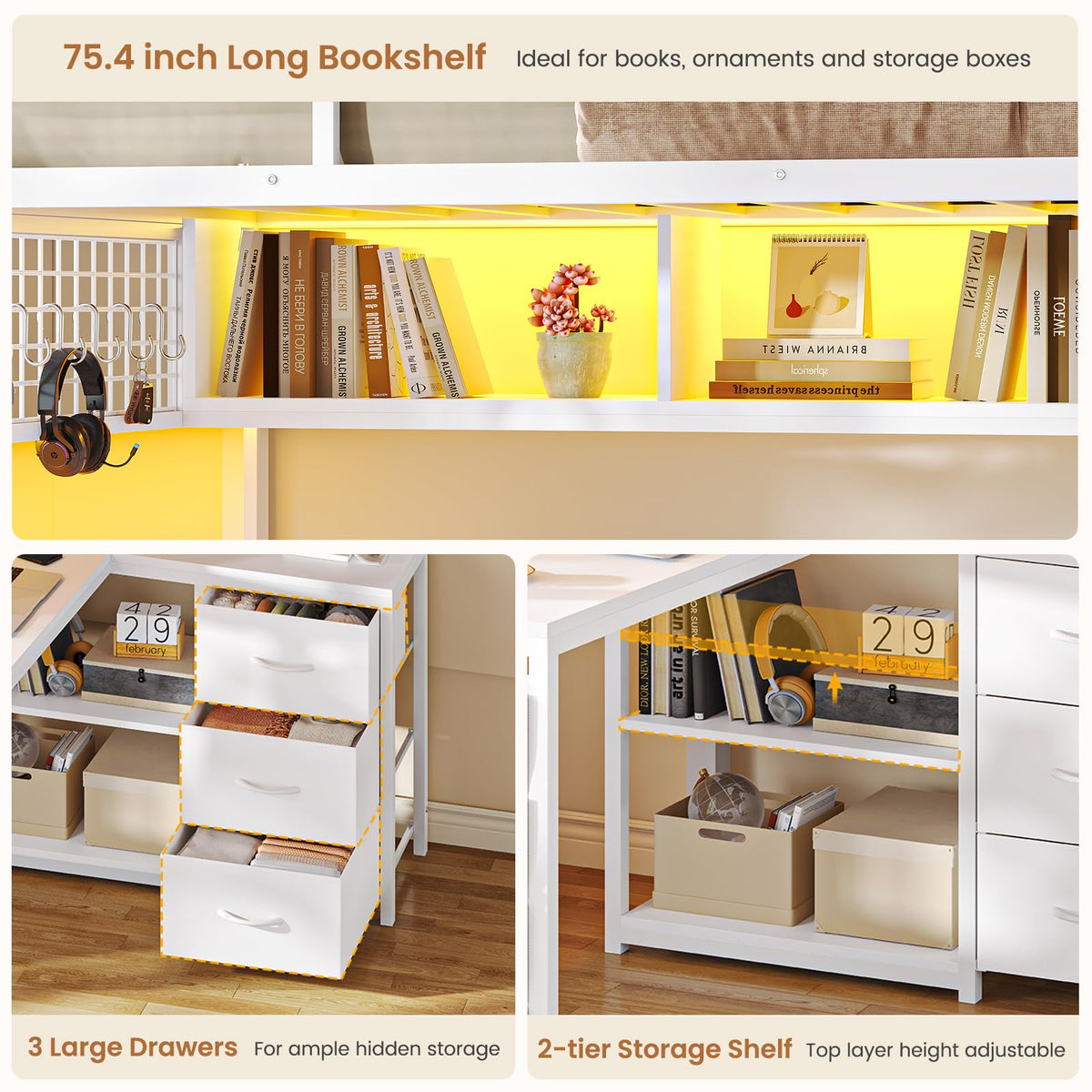 Twin Over Twin Bunk Bed with Desk