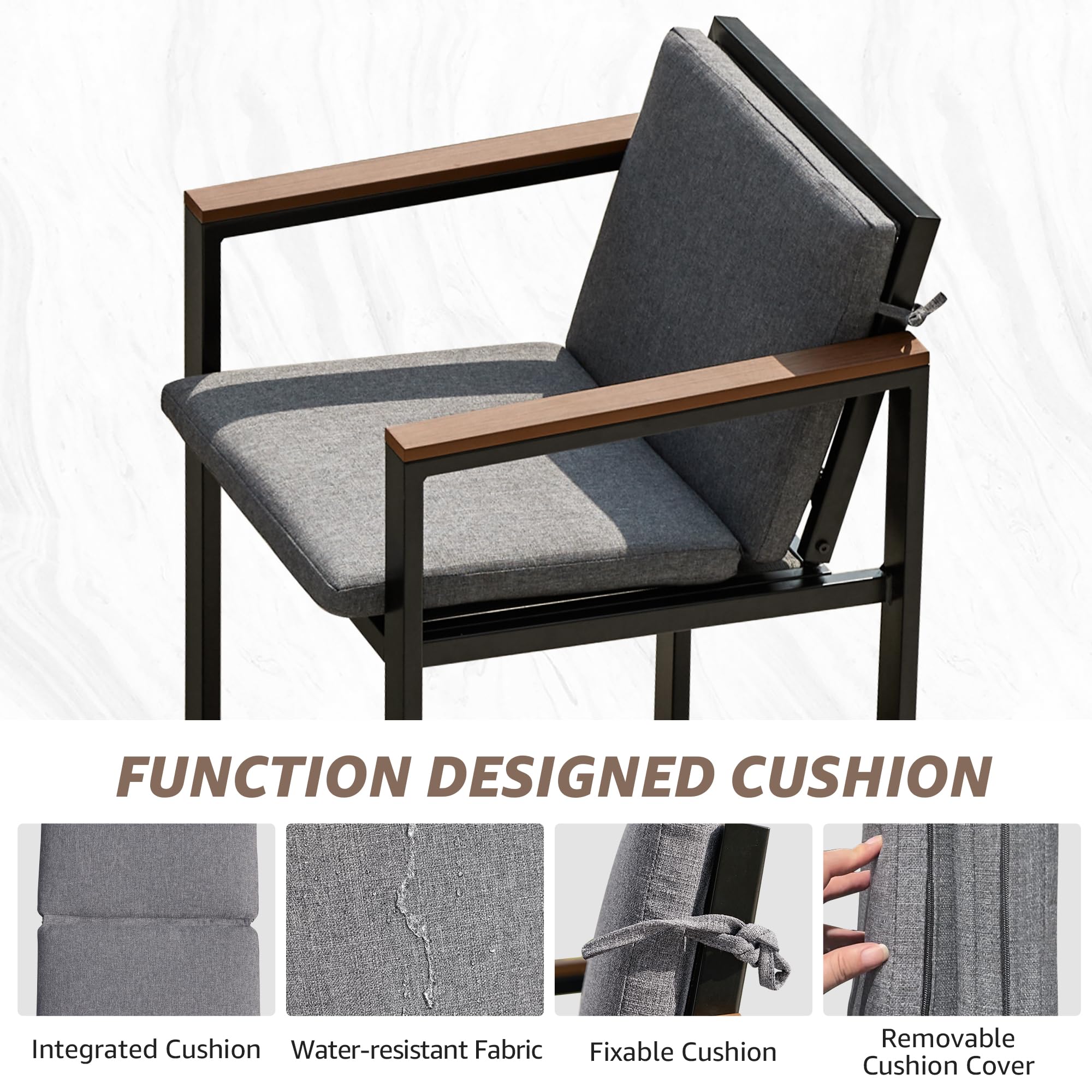 3-Piece Outdoor Bar Table and Chairs Set