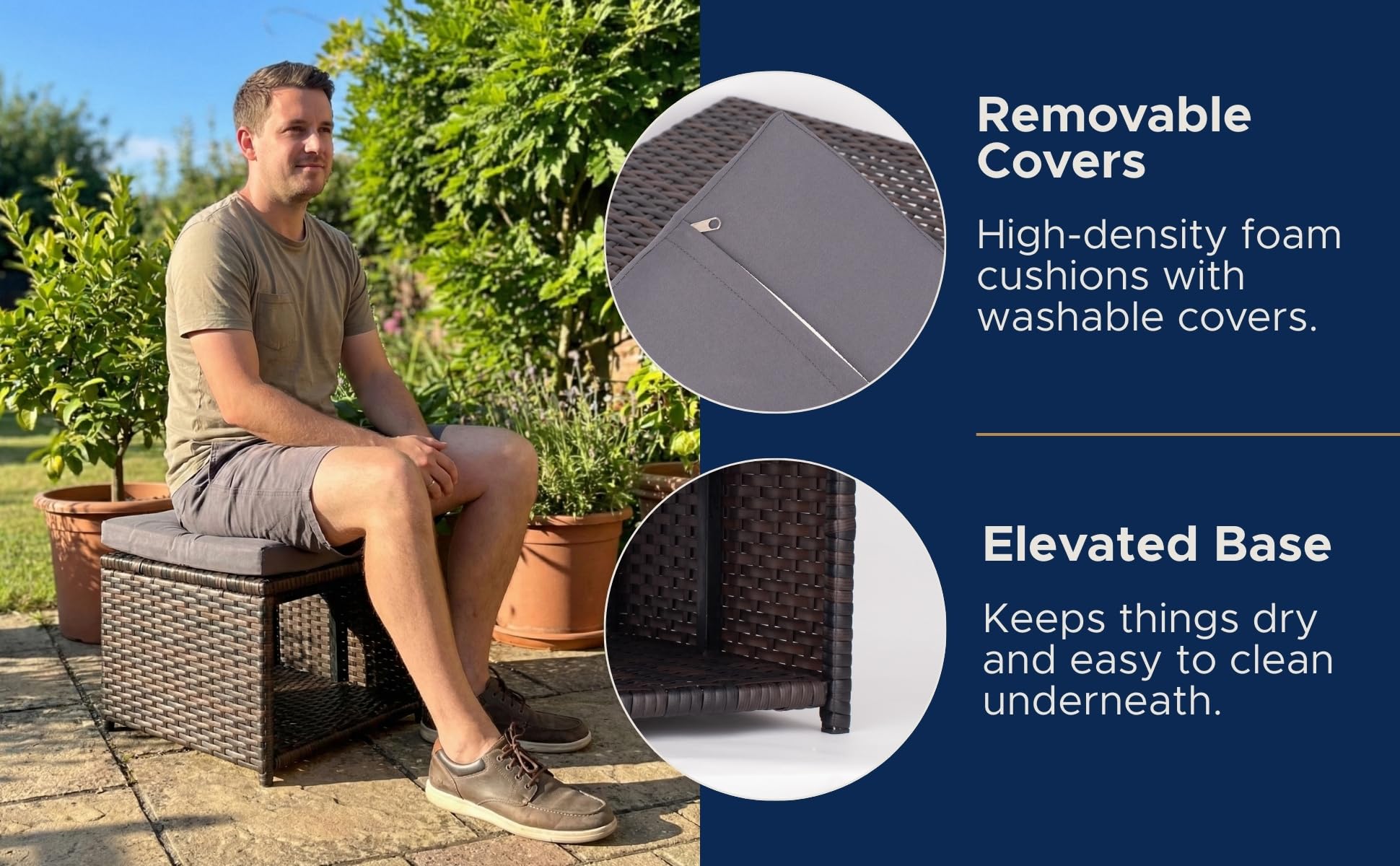 Outdoor Storage Ottoman Set of 2