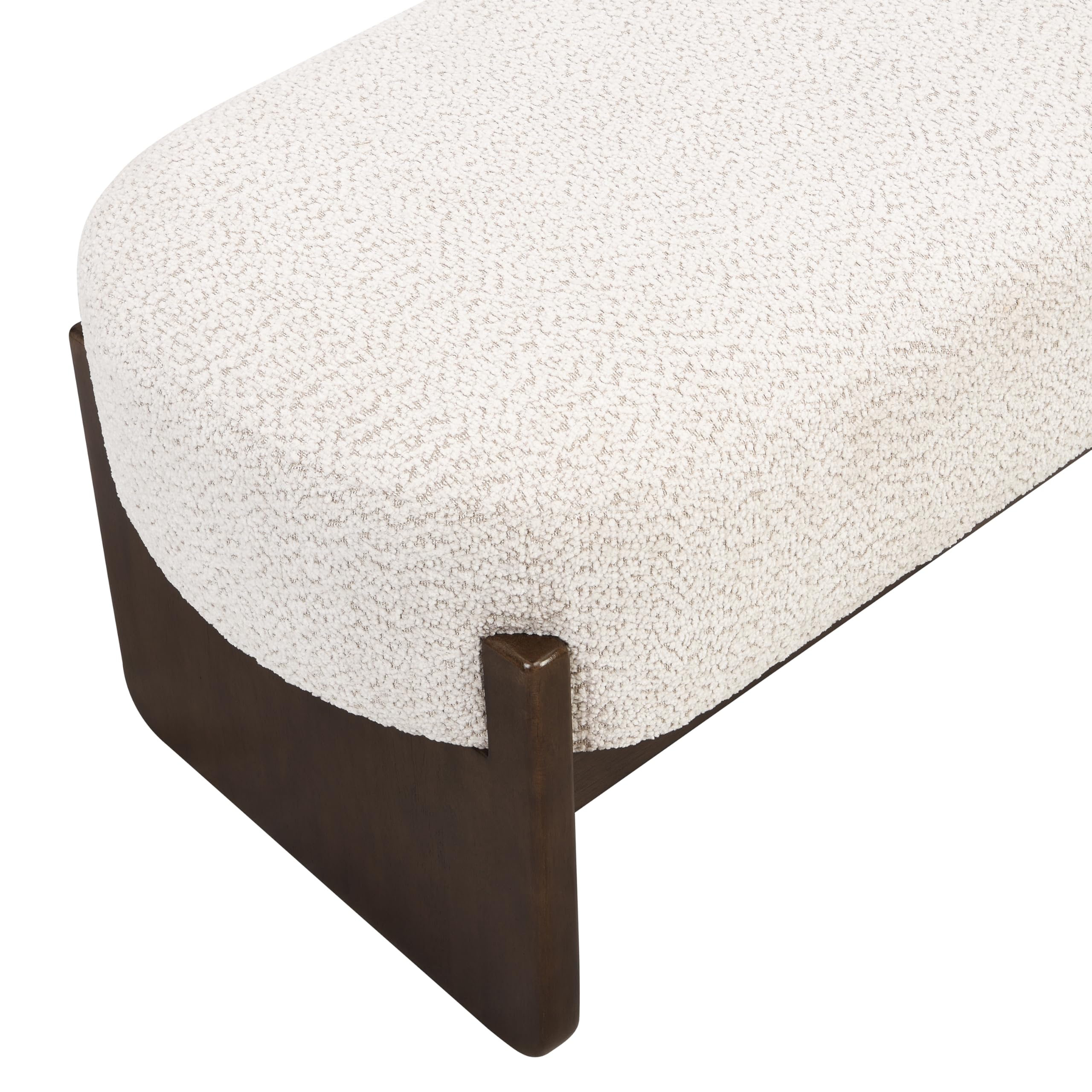Christopher Knight Home Arden Minimalist Style Rectangular Loop Yarn Fabric Ottoman Bench, Rubberwood Frame, Entryway Bench, Living Room Sofa Extra Seat, End of Bed Footstool, Beige+Brown