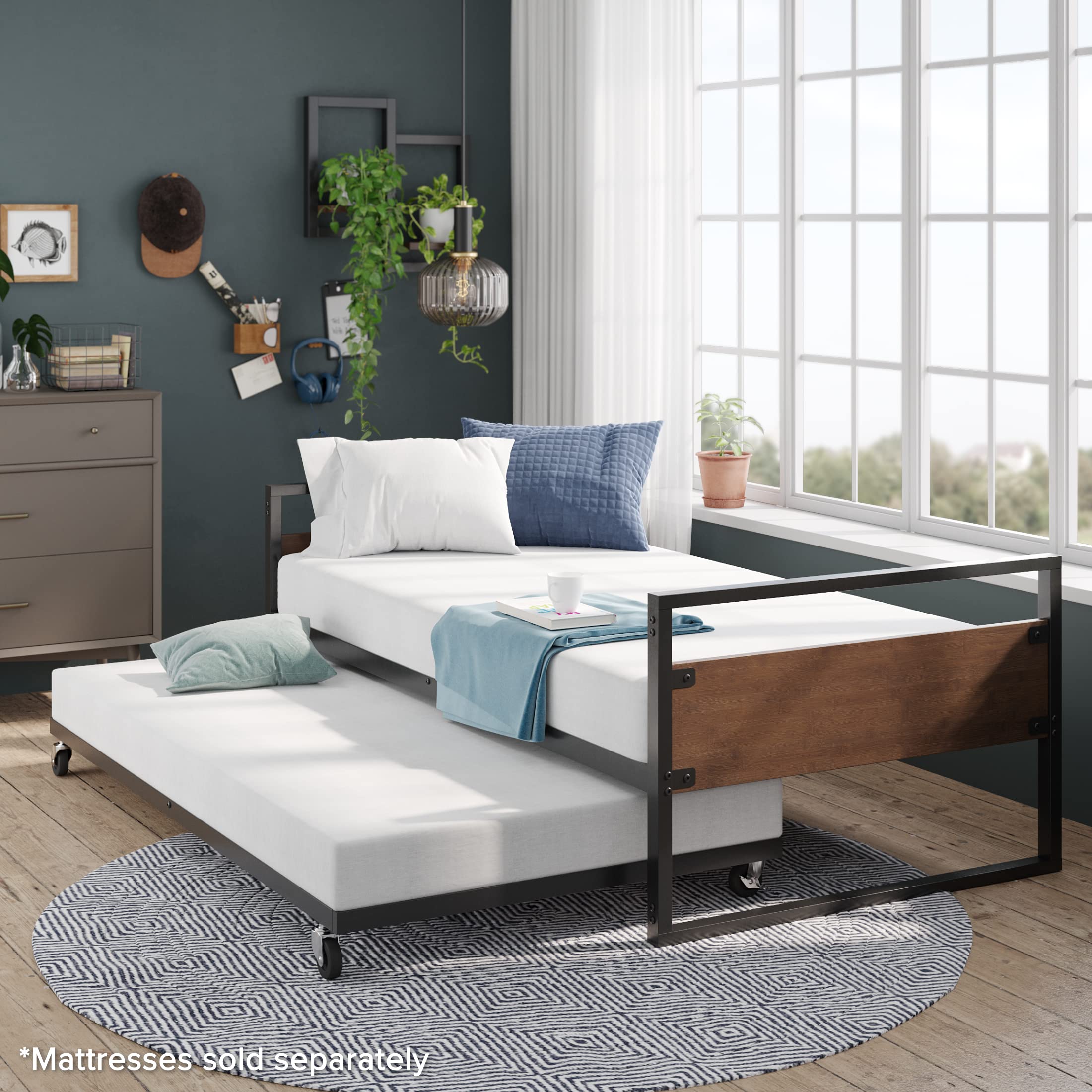 Twin Bamboo & Metal Daybed with Trundle