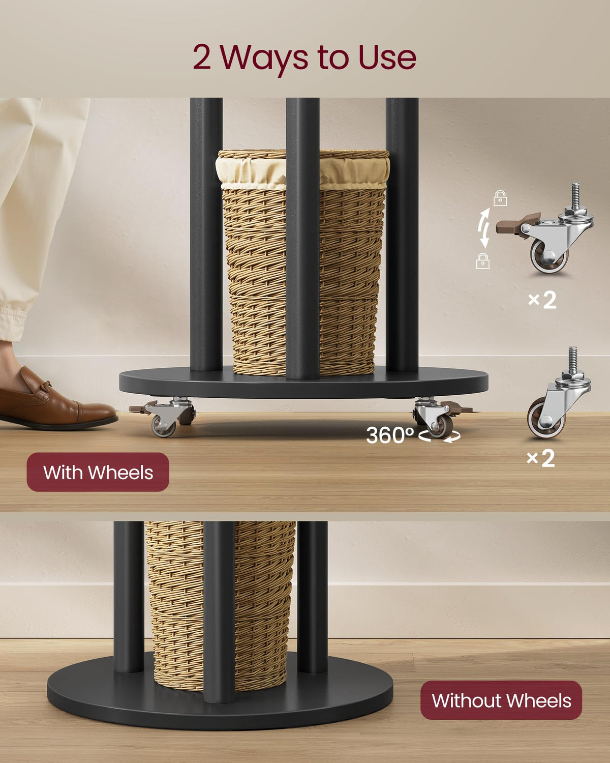 Freestanding Coat Rack with Shelves