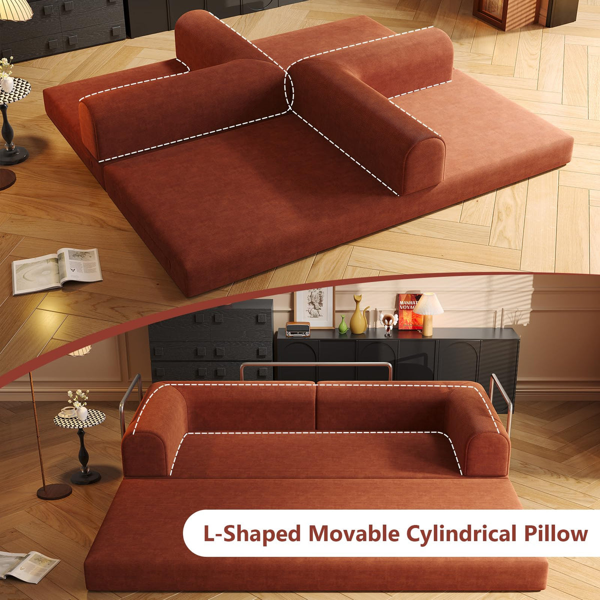 Convertible Corduroy Sofa Bed