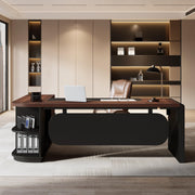 L-Shaped Executive Desk with File Cabinet & Storage
