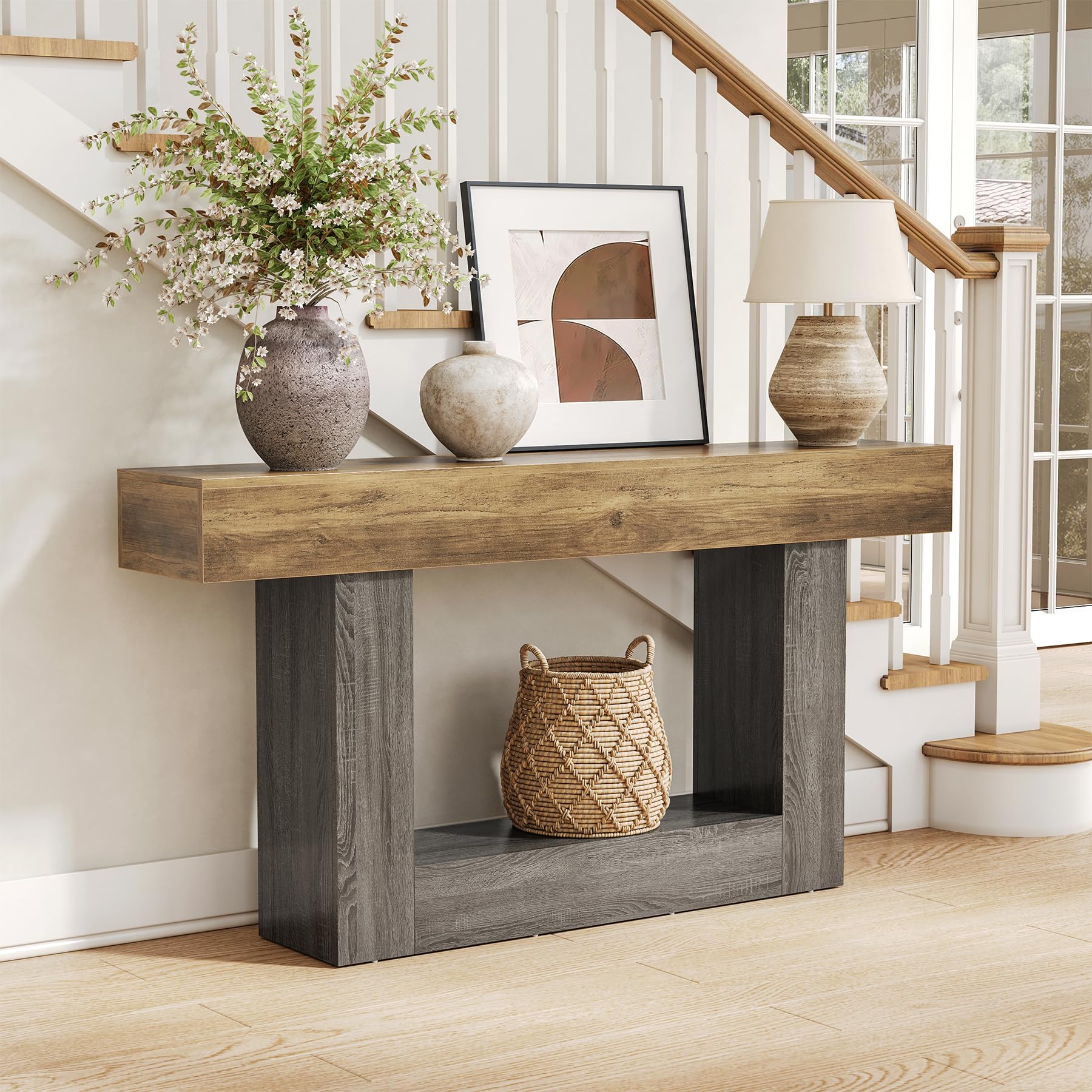 63-Inch 2-Tier Console Table