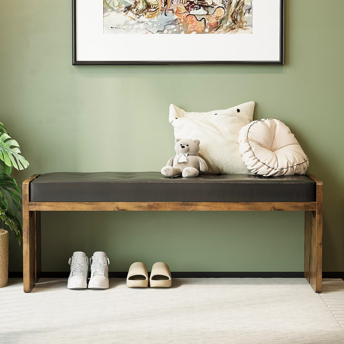 Faux Leather Upholstered Dining Bench