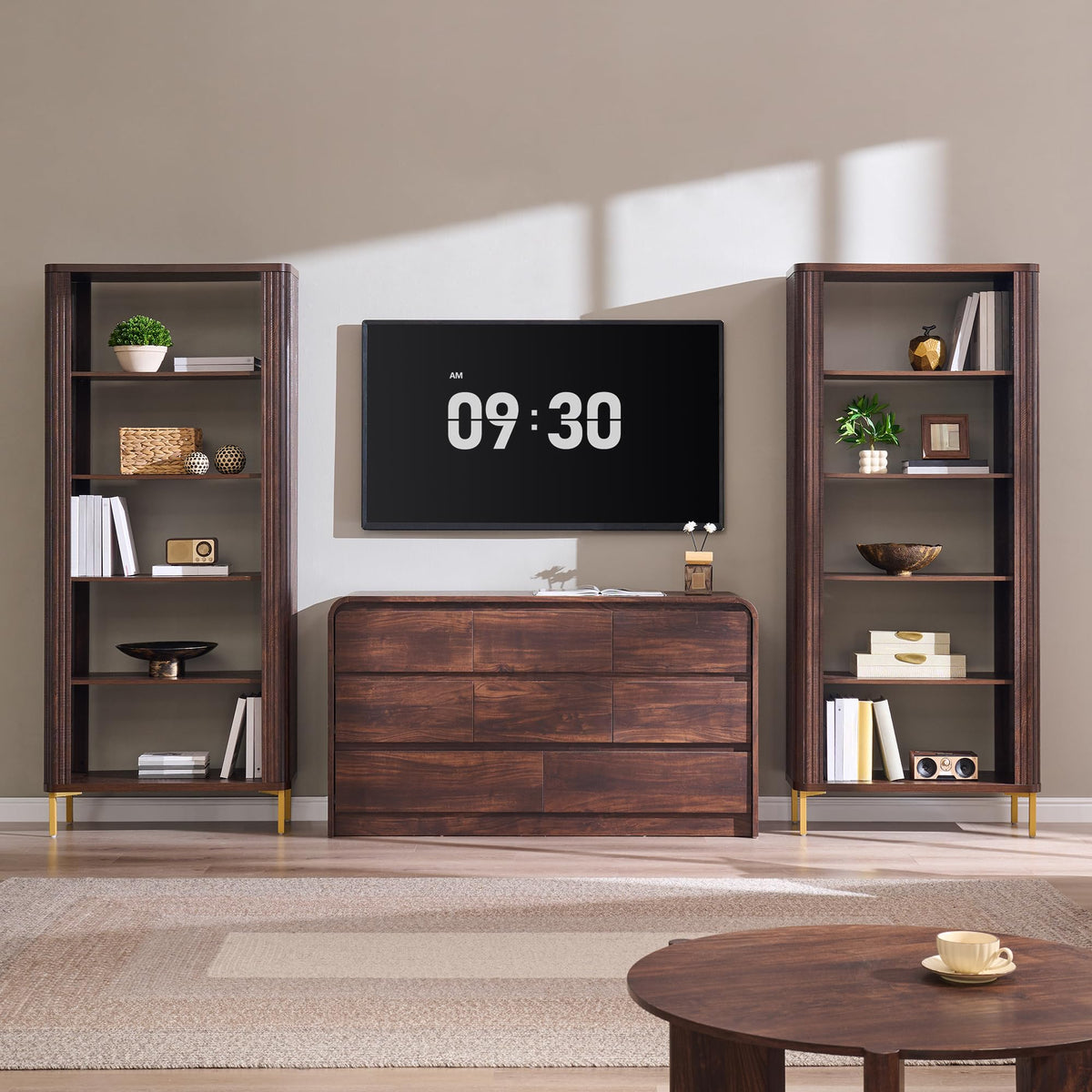 Fluted 5-Tier Bookshelf
