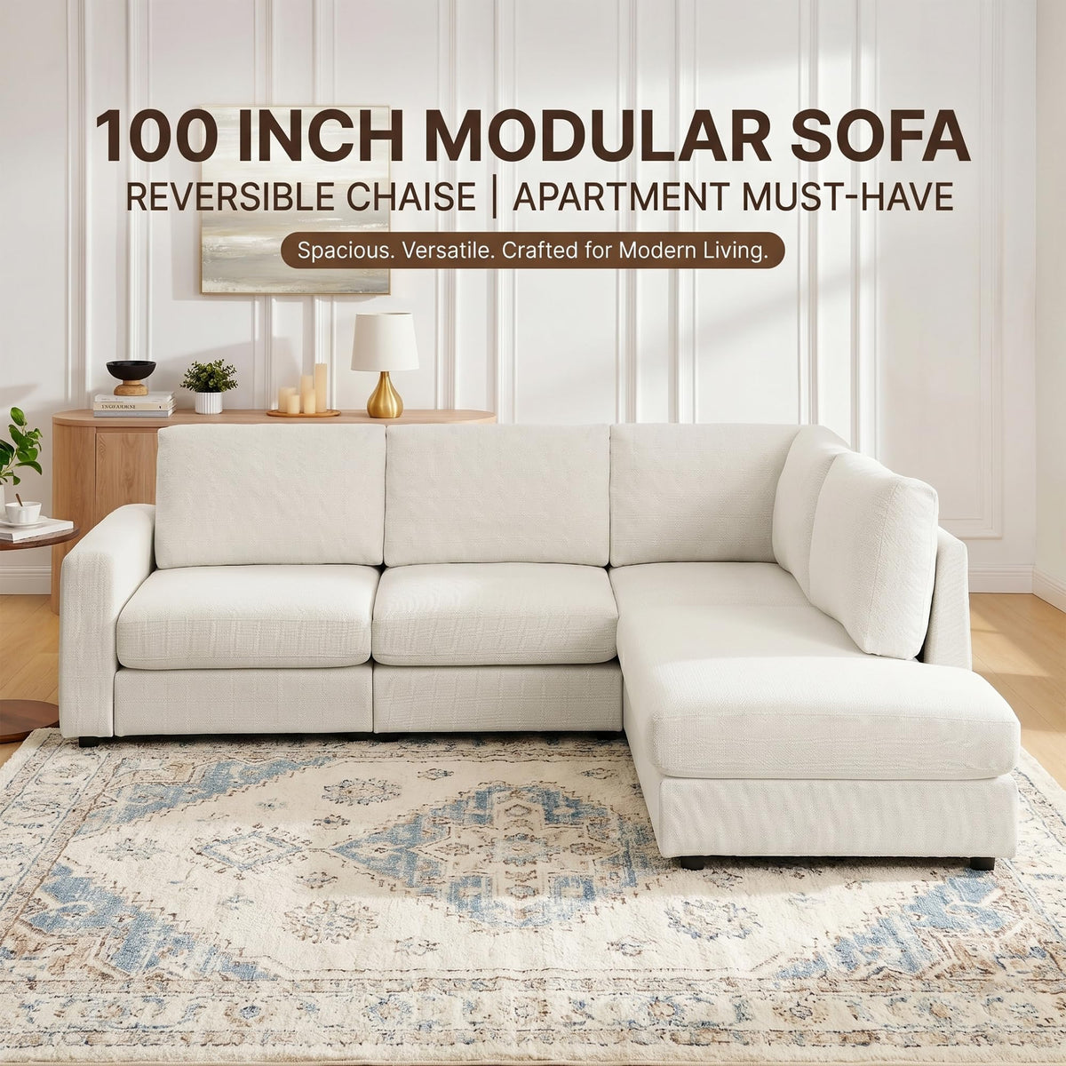 Chenille Sectional Sofa with Reversible Chaise