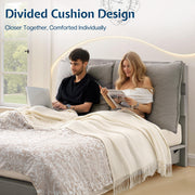 Jocisland LED Queen Bed Frame with Headboard and Removable Oversized Upholstered Cushions, Stable Floating Design, Two Look Options, No Box Spring Needed, Easy Assembly,Grey