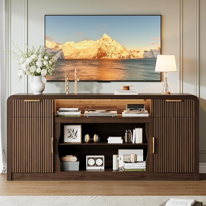 Fluted LED TV Stand