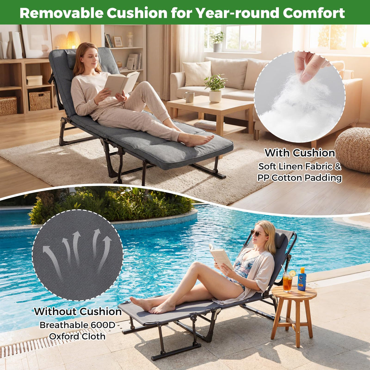 KOTEK Folding Camping Cot for Adults, Portable Cot Bed w/Mattress & Pillow